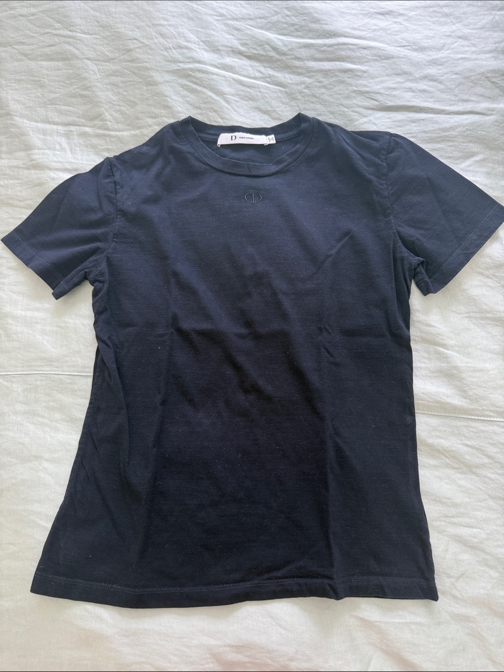 DIOR UNIFORME Black CD Embroidered Logo Crewneck Tee